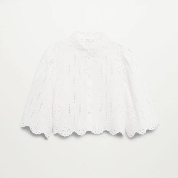 MANGO Swiss Embroidery Linen Blouse 2 - Picture 5 of 5